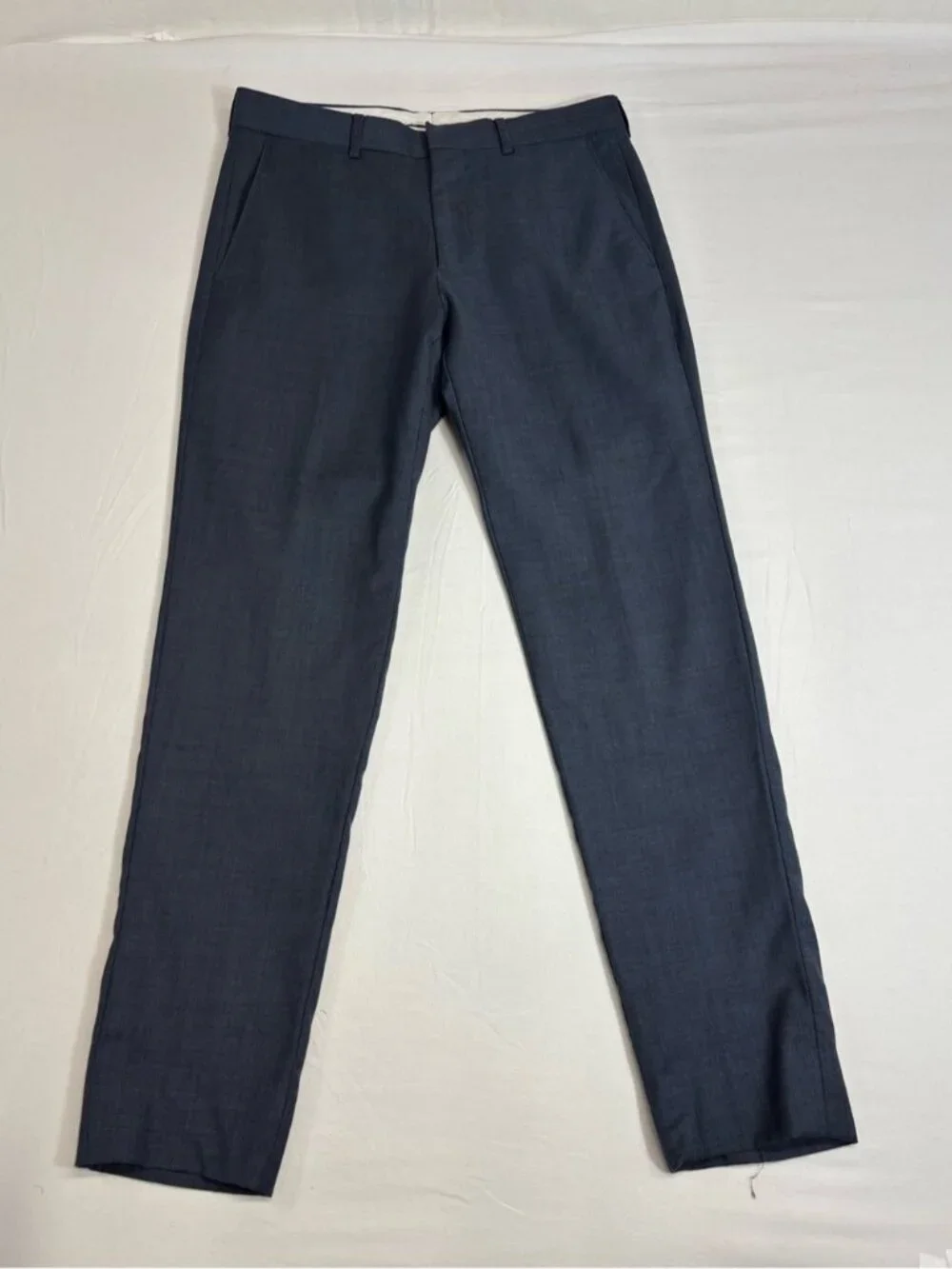 Saks Fifth Avenue Mens Trim Fit Slate Blue 100% Wool 2 Piece Suit Trousers Pants